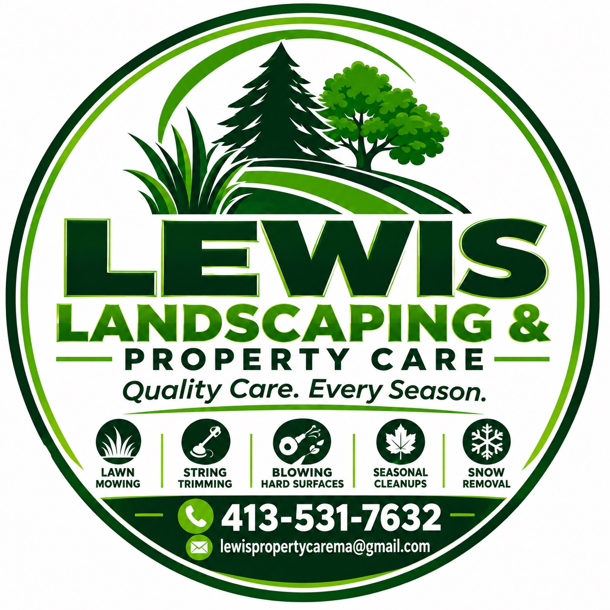 Lewis Landscaping & Property Care circular green logo